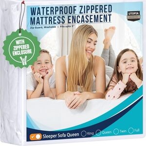 Utopia Mattress Protector Zippered Sleeper Sofa Queen Size, 100% Waterproof